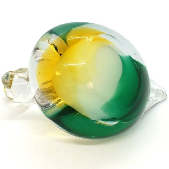 Murano Sommerso Vintage Green White Yellow Art Glass Duck Figurine Paperweight - Picture 14 of 16